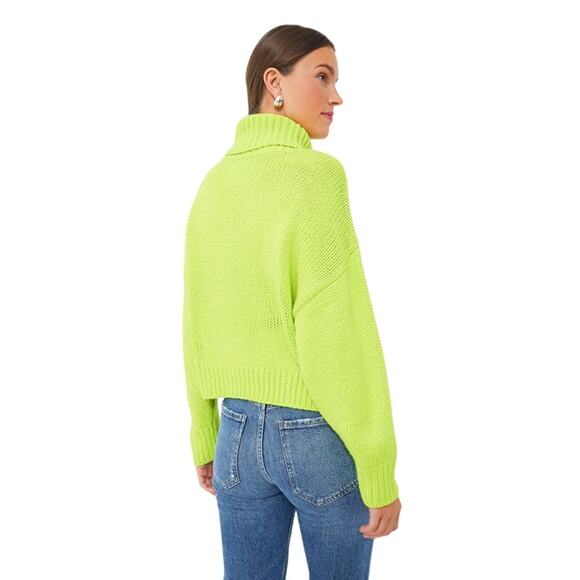 525 America Edie Peridot Lime Chunky Turtleneck Sweater Oversized Size XS New - Picture 5 of 11